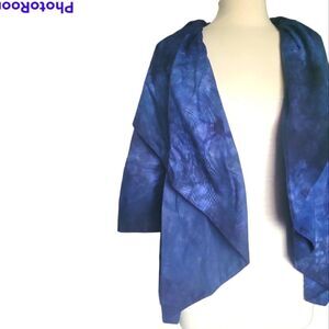 Sylvia Heisel Blue TieDye Open Front Jacket - 10